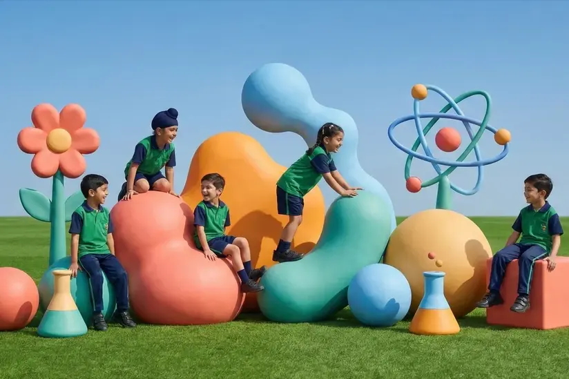 A group of children sitting on the ground together.